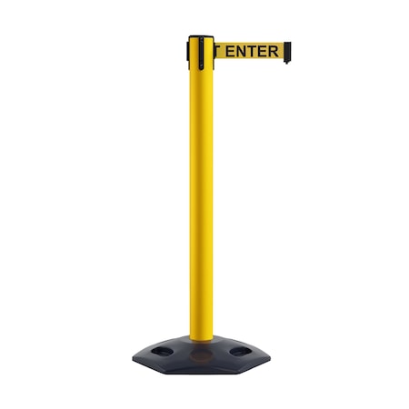 Montour Line Stanchion Belt Barrier Rubber Base Yellow Post 16ft.Caution Belt P660DRB-YW-CAUYB-160